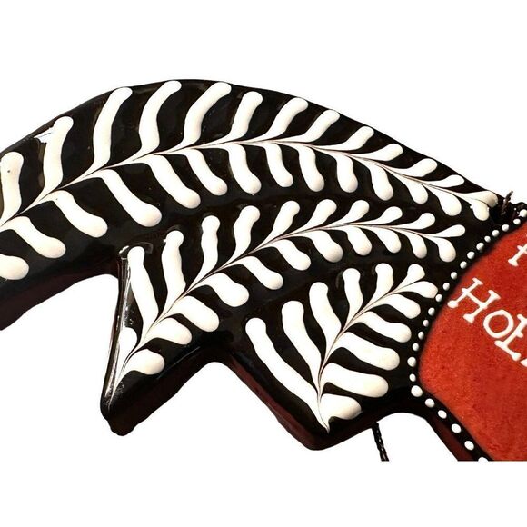 Irma Starr SlipWare Clay Pottery Happy‎ Holidays Chicken/Rooster Ornament - Picture 5 of 7